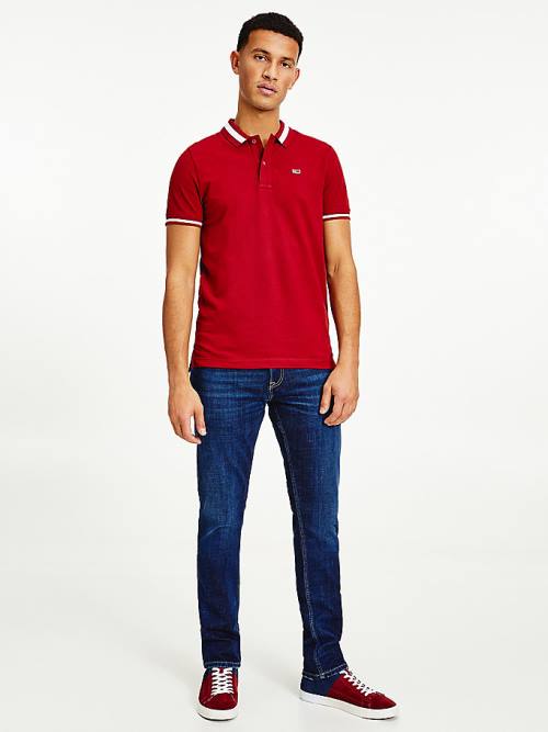 Tommy Hilfiger Tipped Stretch Slim Fit Póló Férfi Piros | TH912BDR