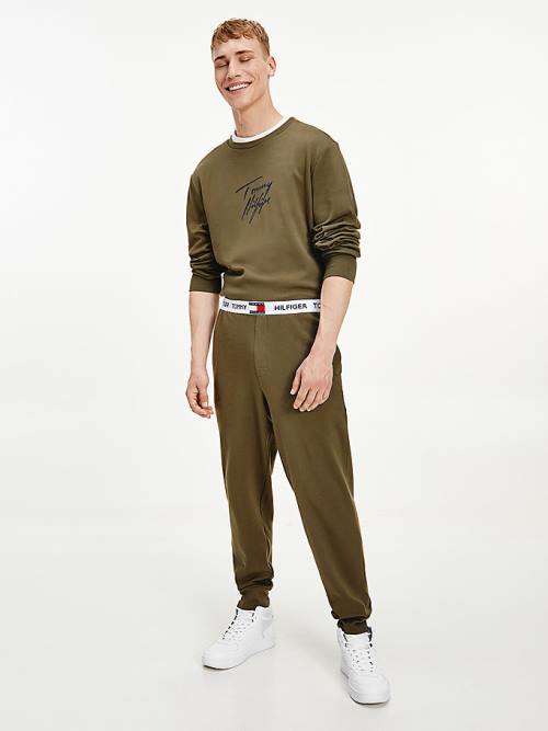 Tommy Hilfiger Tommy 85 Logo Waistband Stretch Joggers Pizsama Férfi Khaki | TH970QPG