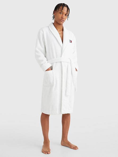 Tommy Hilfiger Tommy 85 Signature Logo Towelling Robe Pizsama Férfi Fehér | TH734MXT