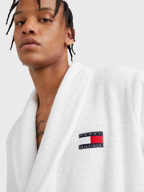 Tommy Hilfiger Tommy 85 Signature Logo Towelling Robe Pizsama Férfi Fehér | TH734MXT