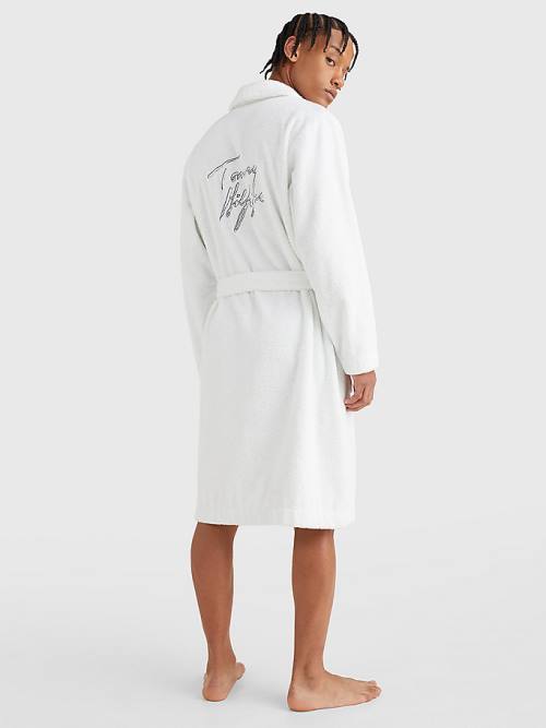 Tommy Hilfiger Tommy 85 Signature Logo Towelling Robe Pizsama Férfi Fehér | TH734MXT