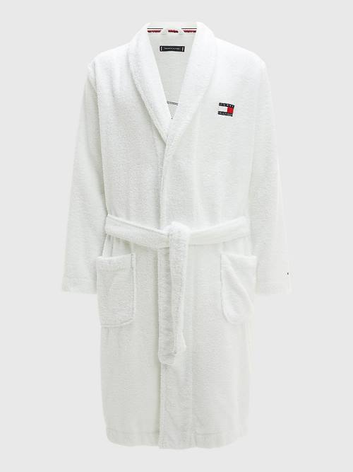 Tommy Hilfiger Tommy 85 Signature Logo Towelling Robe Pizsama Férfi Fehér | TH734MXT