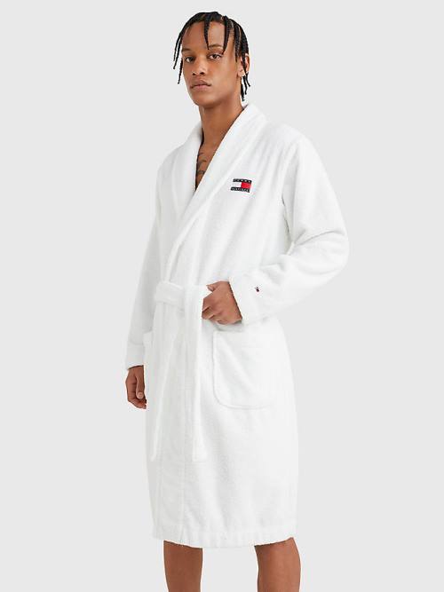 Tommy Hilfiger Tommy 85 Signature Logo Towelling Robe Pizsama Férfi Fehér | TH734MXT