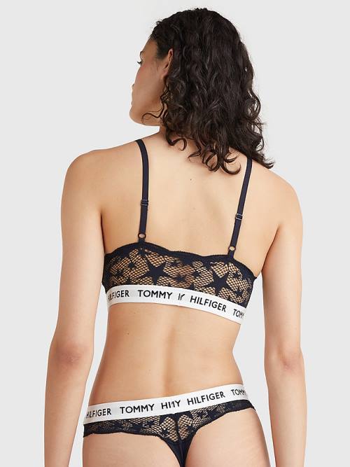 Tommy Hilfiger Tommy 85 Star Csipke Non-Wired Push-Up Bra Fehérnemű Női Kék | TH736SCN