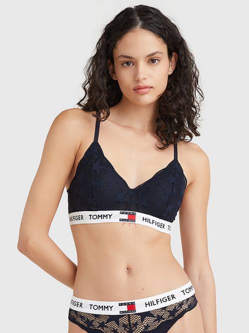 Tommy Hilfiger Tommy 85 Star Csipke Non-Wired Push-Up Bra Fehérnemű Női Kék | TH736SCN