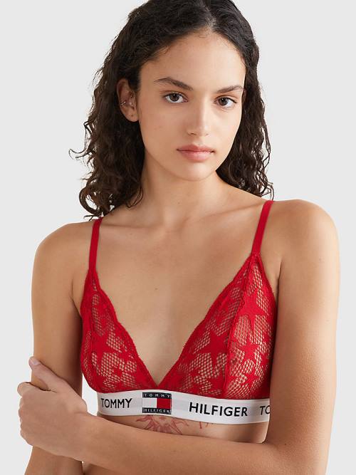 Tommy Hilfiger Tommy 85 Star Csipke Triangle Bra Fehérnemű Női Piros | TH954ISB