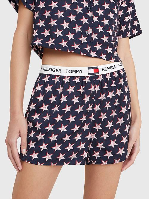 Tommy Hilfiger Tommy 85 Star Print Logo Waistband Shorts Pizsama Női Bézs | TH821DTH