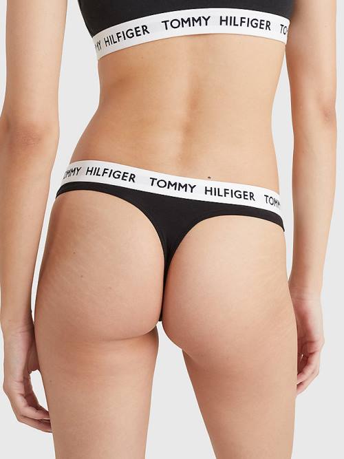 Tommy Hilfiger Tommy 85 Stretch Pamut Logo Tanga Fehérnemű Női Fekete | TH068HQR