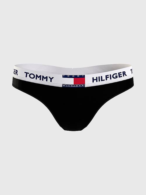 Tommy Hilfiger Tommy 85 Stretch Pamut Logo Tanga Fehérnemű Női Fekete | TH068HQR