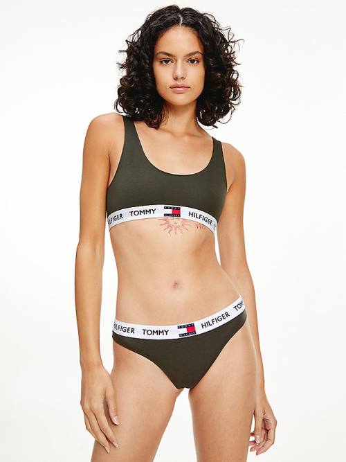 Tommy Hilfiger Tommy 85 Stretch Pamut Logo Tanga Fehérnemű Női Khaki | TH107PYU