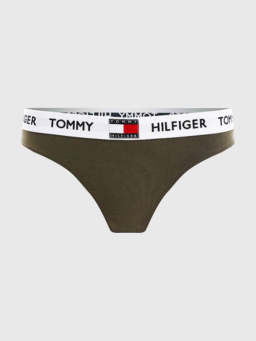 Tommy Hilfiger Tommy 85 Stretch Pamut Logo Tanga Fehérnemű Női Khaki | TH107PYU