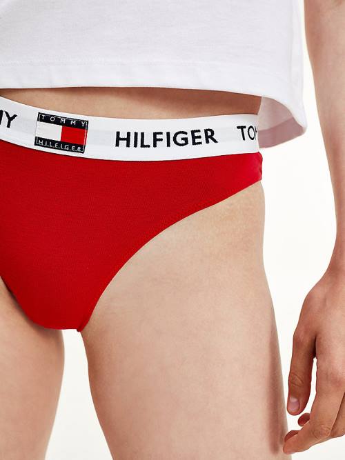 Tommy Hilfiger Tommy 85 Stretch Pamut Logo Briefs Fehérnemű Női Piros | TH158BGC