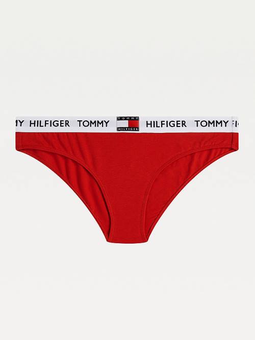 Tommy Hilfiger Tommy 85 Stretch Pamut Logo Briefs Fehérnemű Női Piros | TH158BGC