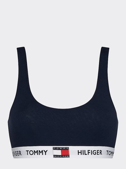 Tommy Hilfiger Tommy 85 Stretch Pamut Logo Bralette Fehérnemű Női Kék | TH274XYN