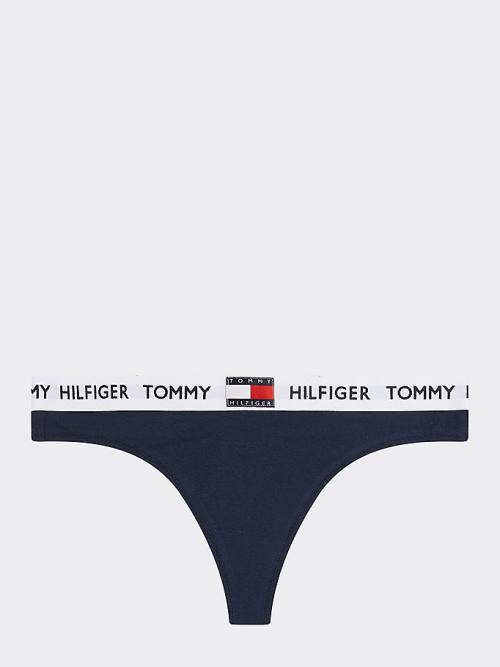 Tommy Hilfiger Tommy 85 Stretch Pamut Logo Tanga Fehérnemű Női Kék | TH459MTG