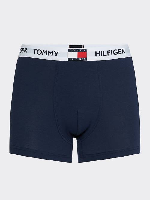 Tommy Hilfiger Tommy 85 Stretch Pamut Logo Trunks Fehérnemű Férfi Kék | TH641STP