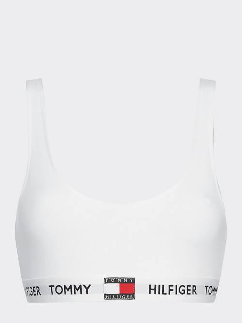 Tommy Hilfiger Tommy 85 Stretch Pamut Logo Bralette Fehérnemű Női Fehér | TH694ISN