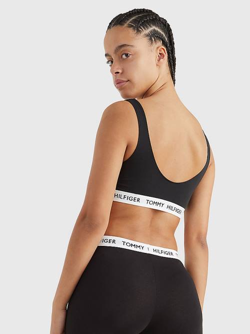 Tommy Hilfiger Tommy 85 Stretch Pamut Logo Bralette Fehérnemű Női Fekete | TH741NRZ