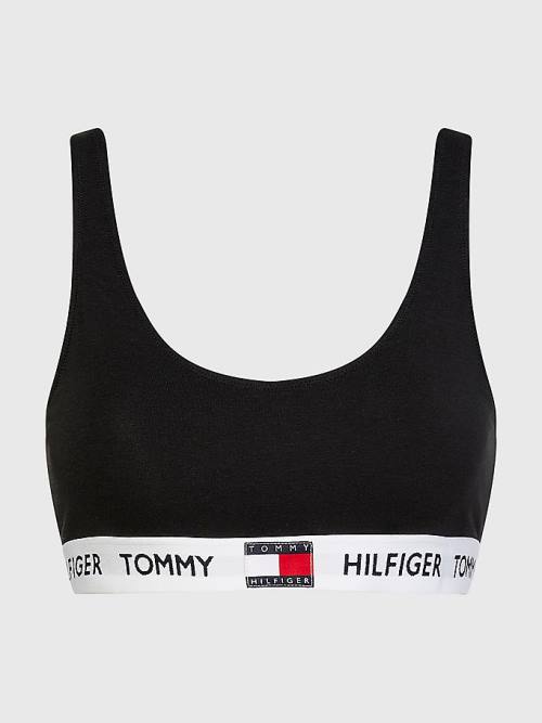 Tommy Hilfiger Tommy 85 Stretch Pamut Logo Bralette Fehérnemű Női Fekete | TH741NRZ