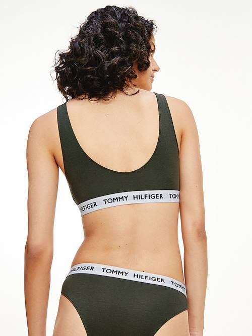 Tommy Hilfiger Tommy 85 Stretch Pamut Logo Bralette Fehérnemű Női Khaki | TH958ADF