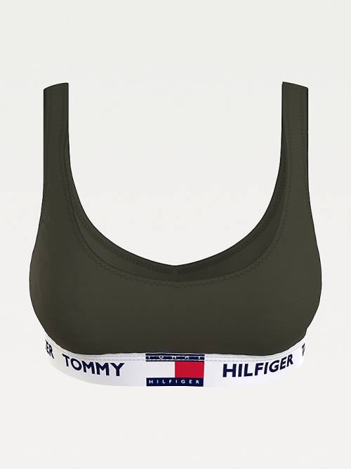 Tommy Hilfiger Tommy 85 Stretch Pamut Logo Bralette Fehérnemű Női Khaki | TH958ADF