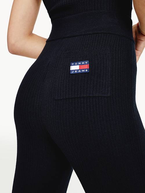 Tommy Hilfiger Tommy Badge A-Line Ribbed Nadrág Női Fekete | TH760ULV