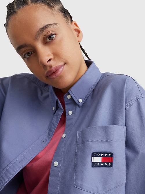 Tommy Hilfiger Tommy Badge Boyfriend Ingek Női Lila | TH069KHB