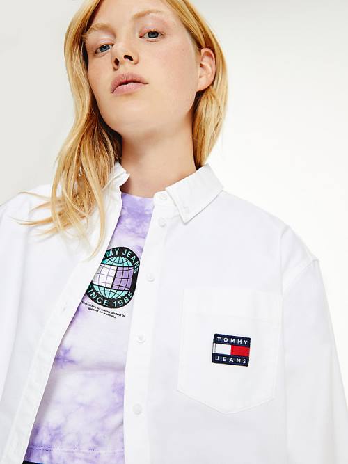 Tommy Hilfiger Tommy Badge Boyfriend Ingek Női Fehér | TH495QPV