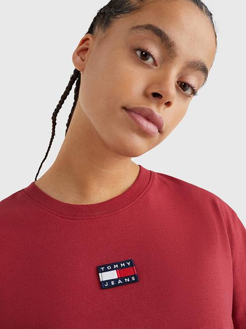 Tommy Hilfiger Tommy Badge Crew Neck Póló Női Piros | TH195SYE