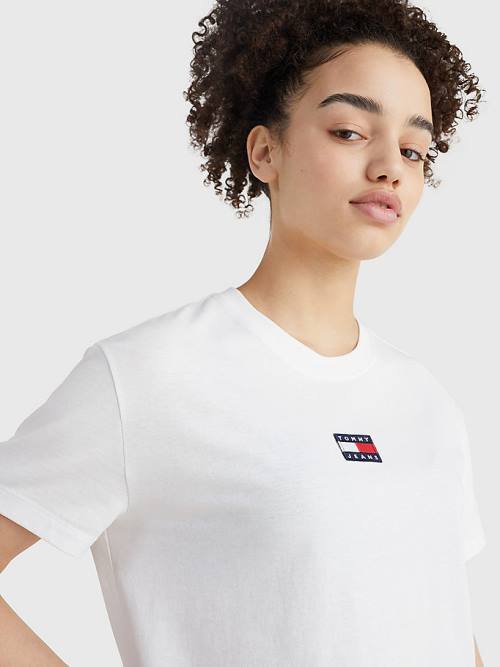 Tommy Hilfiger Tommy Badge Crew Neck Póló Női Fehér | TH231ZJW