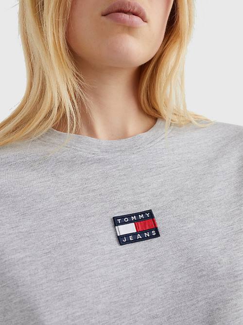 Tommy Hilfiger Tommy Badge Crew Neck Póló Női Szürke | TH603SXE