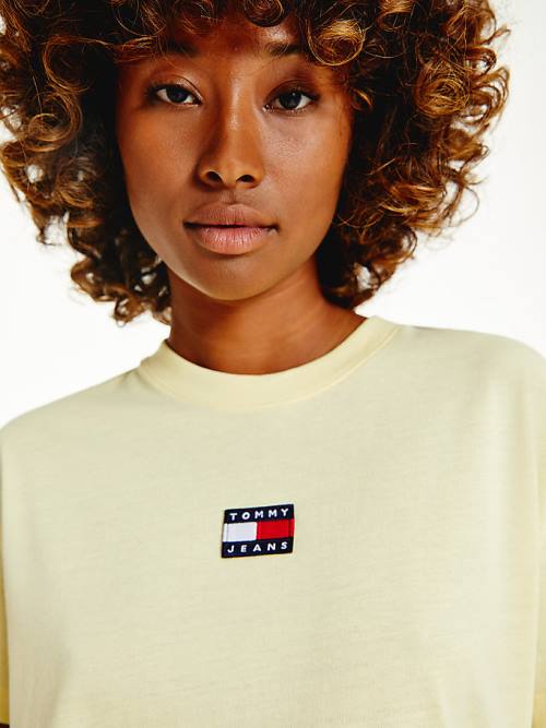 Tommy Hilfiger Tommy Badge Crew Neck Póló Női Sárga | TH642CHK