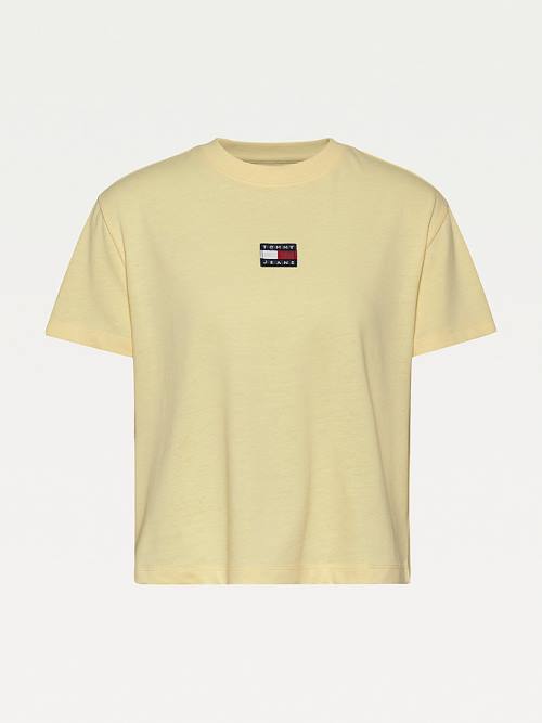 Tommy Hilfiger Tommy Badge Crew Neck Póló Női Sárga | TH642CHK