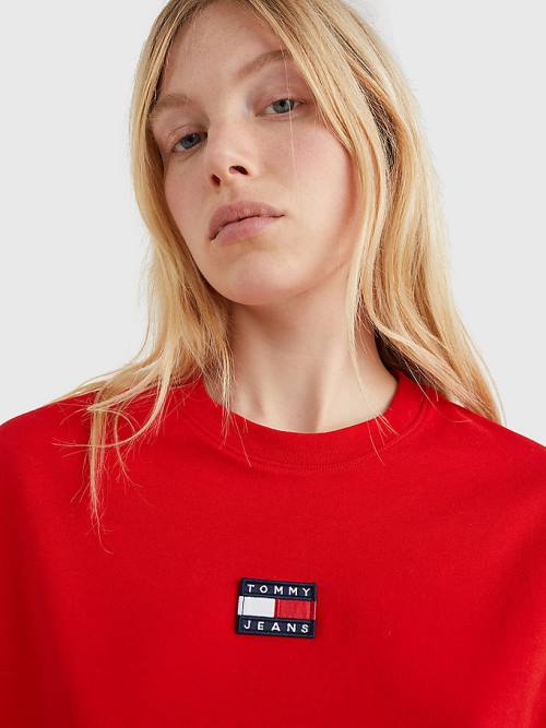 Tommy Hilfiger Tommy Badge Crew Neck Póló Női Piros | TH835JRA