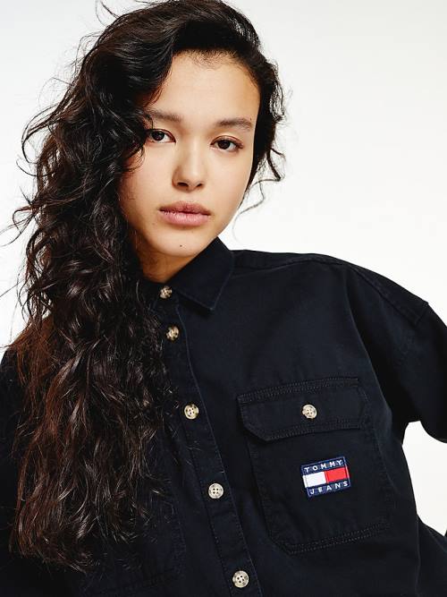 Tommy Hilfiger Tommy Badge Cropped Utility Ingek Női Fekete | TH184KBW