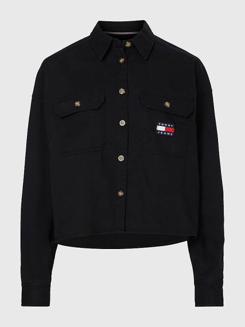 Tommy Hilfiger Tommy Badge Cropped Utility Ingek Női Fekete | TH184KBW