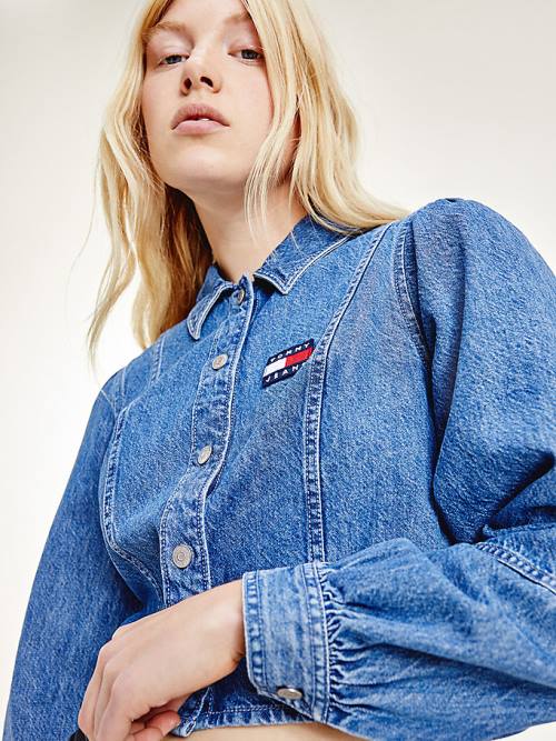 Tommy Hilfiger Tommy Badge Denim Blúz Női Denim | TH901AMF