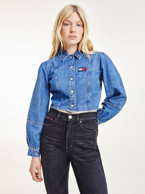 Tommy Hilfiger Tommy Badge Denim Blúz Női Denim | TH901AMF