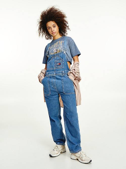 Tommy Hilfiger Tommy Badge Denim Dungarees Farmer Női Denim | TH970VIC