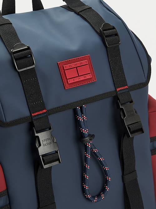 Tommy Hilfiger Tommy Badge Double Clip Backpack Táska Férfi Kék | TH396XEI