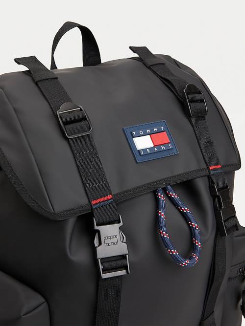 Tommy Hilfiger Tommy Badge Double Clip Backpack Táska Férfi Fekete | TH423ERP