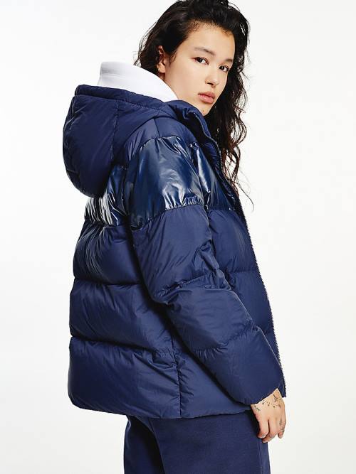 Tommy Hilfiger Tommy Badge Down Puffer Kabát Női Kék | TH087JHM