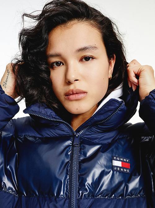 Tommy Hilfiger Tommy Badge Down Puffer Kabát Női Kék | TH087JHM