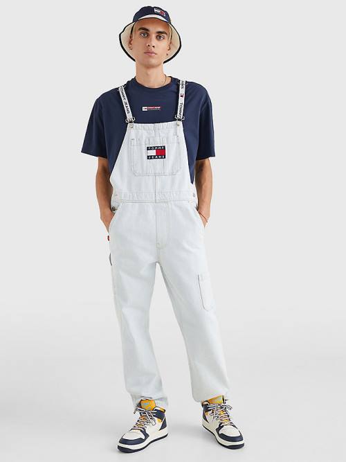 Tommy Hilfiger Tommy Badge Dungarees Farmer Férfi Denim | TH892SNB