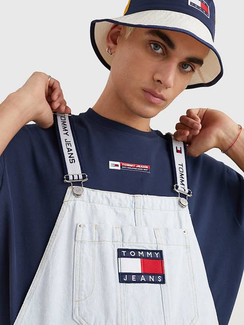 Tommy Hilfiger Tommy Badge Dungarees Farmer Férfi Denim | TH892SNB