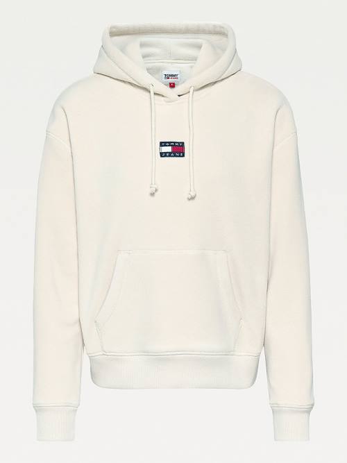 Tommy Hilfiger Tommy Badge Fleece Kapucnis Pulóver Női Bézs | TH086QAI