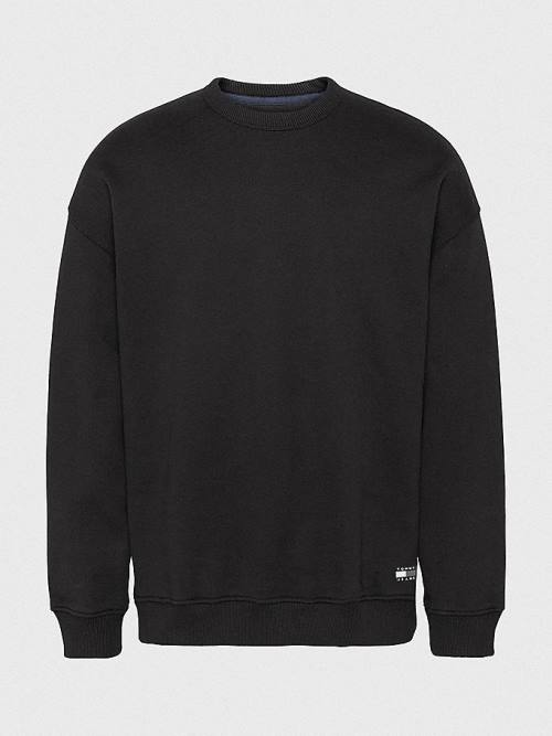 Tommy Hilfiger Tommy Badge Fleece Pulóver Férfi Fekete | TH745DOE