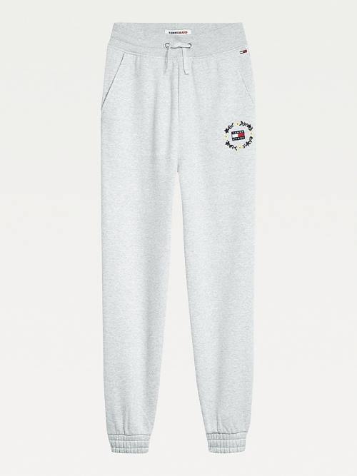 Tommy Hilfiger Tommy Badge Floral Logo Joggers Nadrág Női Szürke | TH018HRO