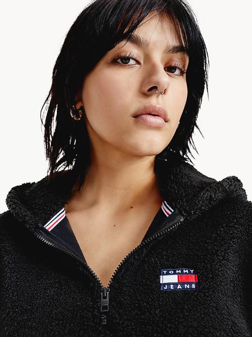 Tommy Hilfiger Tommy Badge Half-Zip Fleece Ruha Női Fekete | TH732ODJ