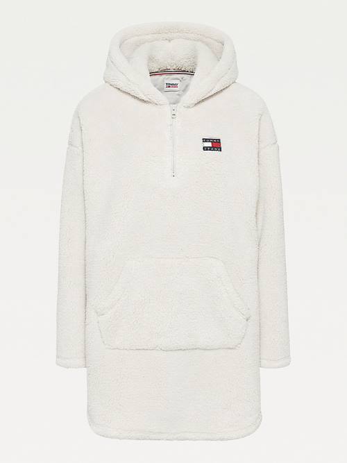 Tommy Hilfiger Tommy Badge Half-Zip Fleece Ruha Női Bézs | TH746VEJ